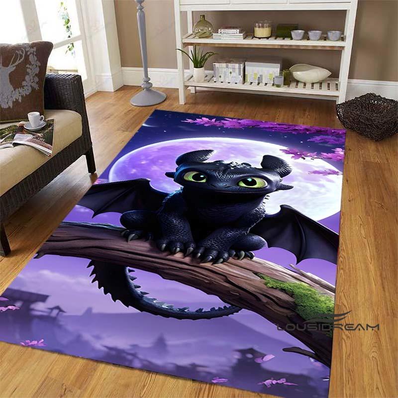 Various sizes of How to Train Your Dragon Toothless pattern rugs, cartoon style, suitable for bedrooms, living rooms, sofa