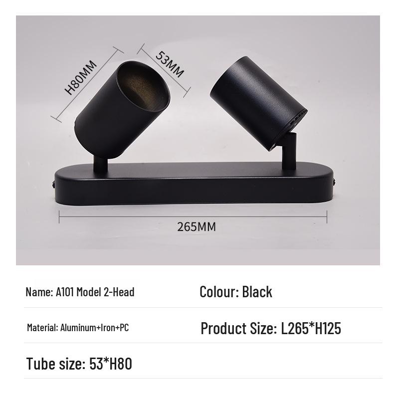 Dual & Triple-Head Ceiling-Mounted LED Track Spotlight with Adjustable Angle & Rotating Function for Cloakroom