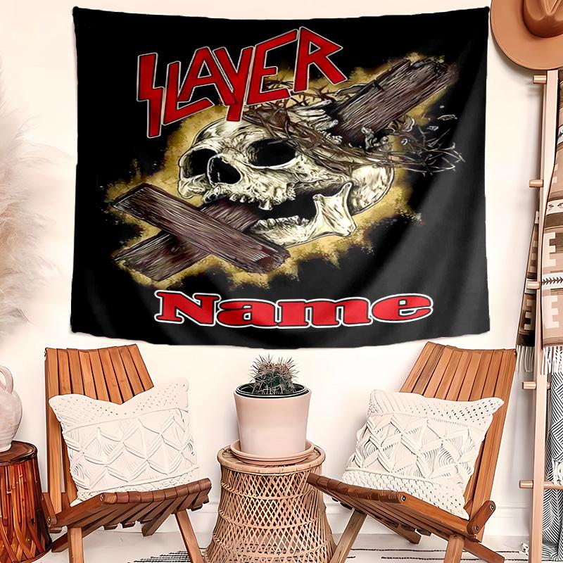 Personalized Slayer band Background Tapestry,Custom Name Birthday Party,Multifunctional Wall Decoration for Home Decor,Various Occasions