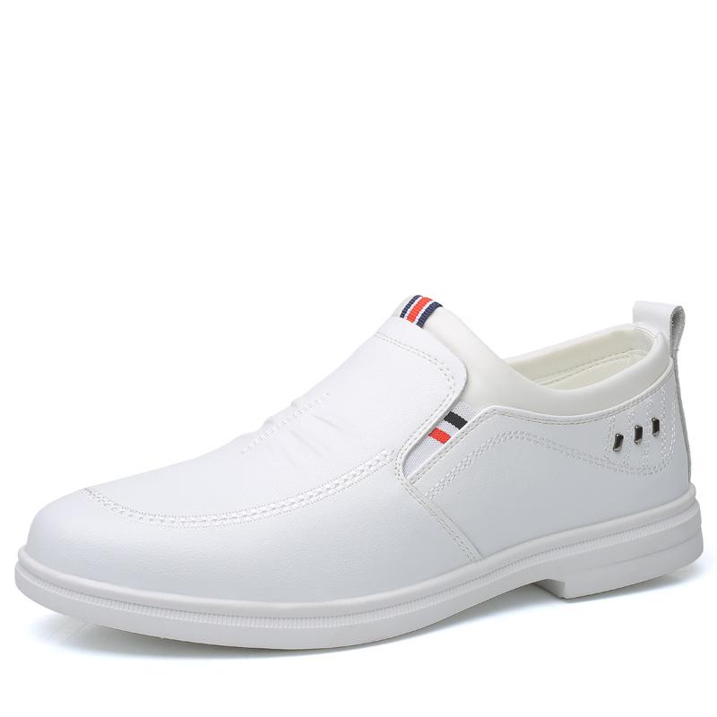 

Весенние новые повседневные кожаные туфли тренд низкий верх увеличивающие рост закрывающие стопу ленивые туфли модные белые туфли 2025 38 белый