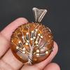Vintage Tree of Life Wire Wrapped Pendant Natural Amber GemStone Copper Pendant Handmade Copper Jewelry Gift