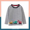 Boys' Striped Long-Sleeve Cotton T-Shirt, Autumn Round Neck Baby Outerwear