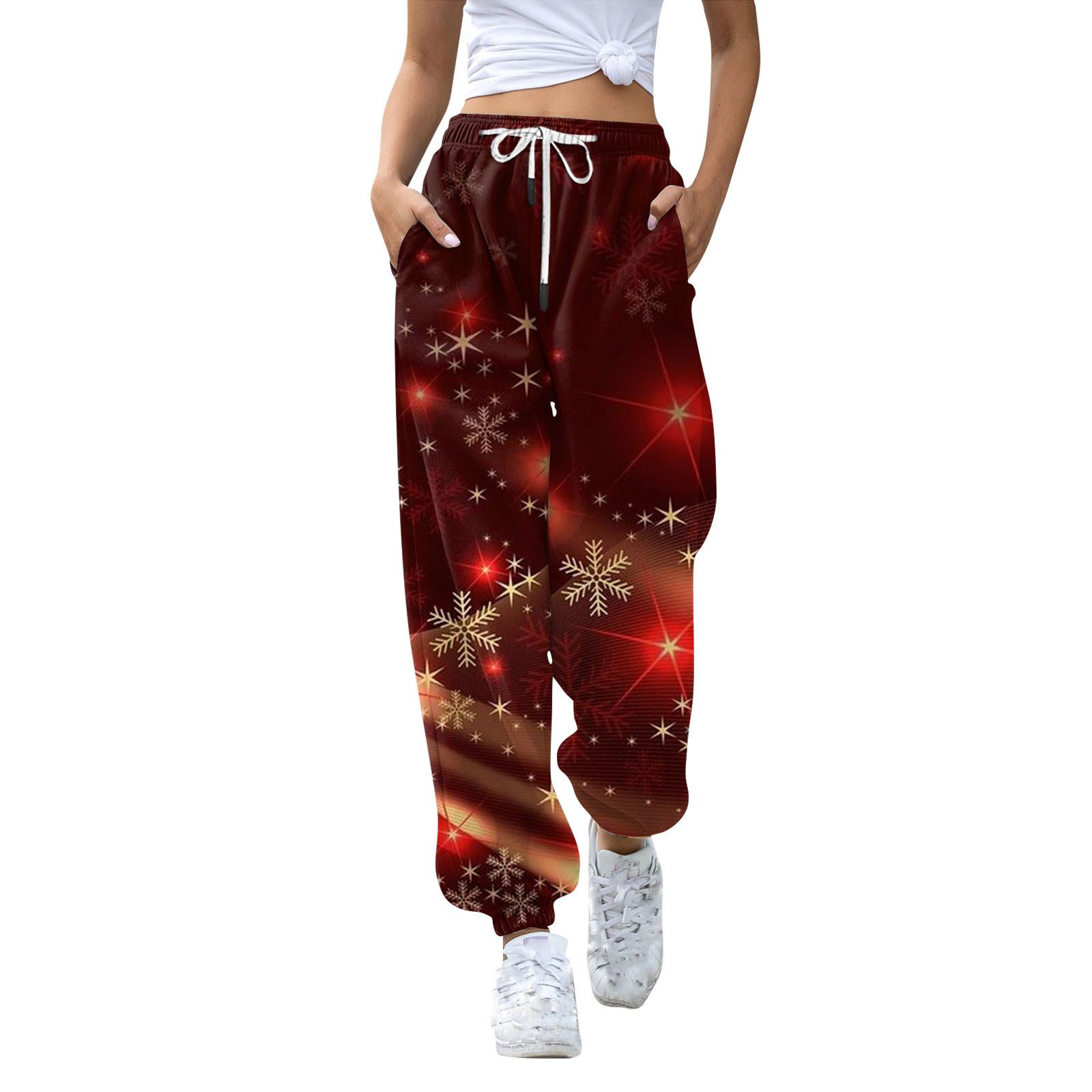 Женские повседневные модные рождественские принтованные повседневные спортивные брюки — фото 13