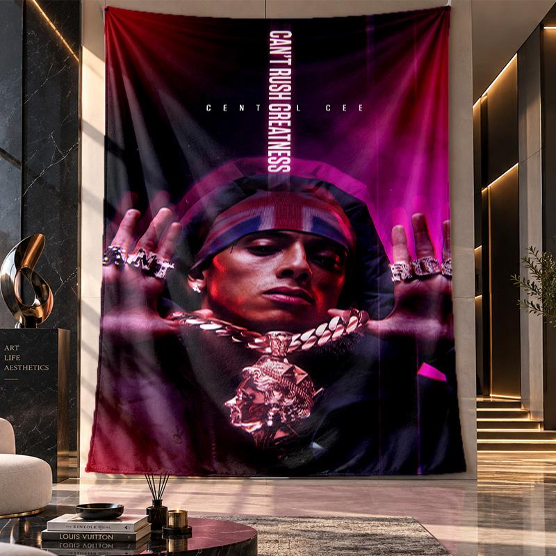 Wall Hanging Tapestry,Central Cee Printed Fabric Backdrop For Dorm Room Party Decoration