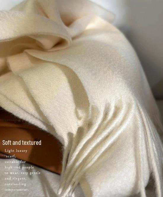 Alba Damen Schal aus reinem Kaschmir - Winter Wasserwelle, Einfarbig, Warme Halsbekleidung