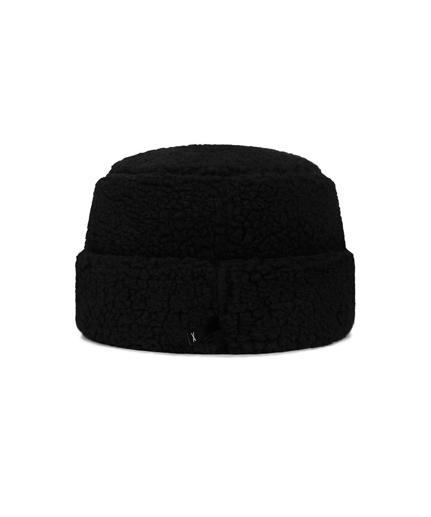 Bajal Va Long Label Fleece Mongolian Bucket Hat Black