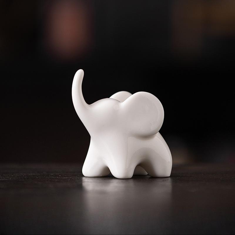 Mini Elephant Ceramic Ornament Cute Desktop Decor Gift for Girlfriend Home Office Collectible Figurine Home Decor