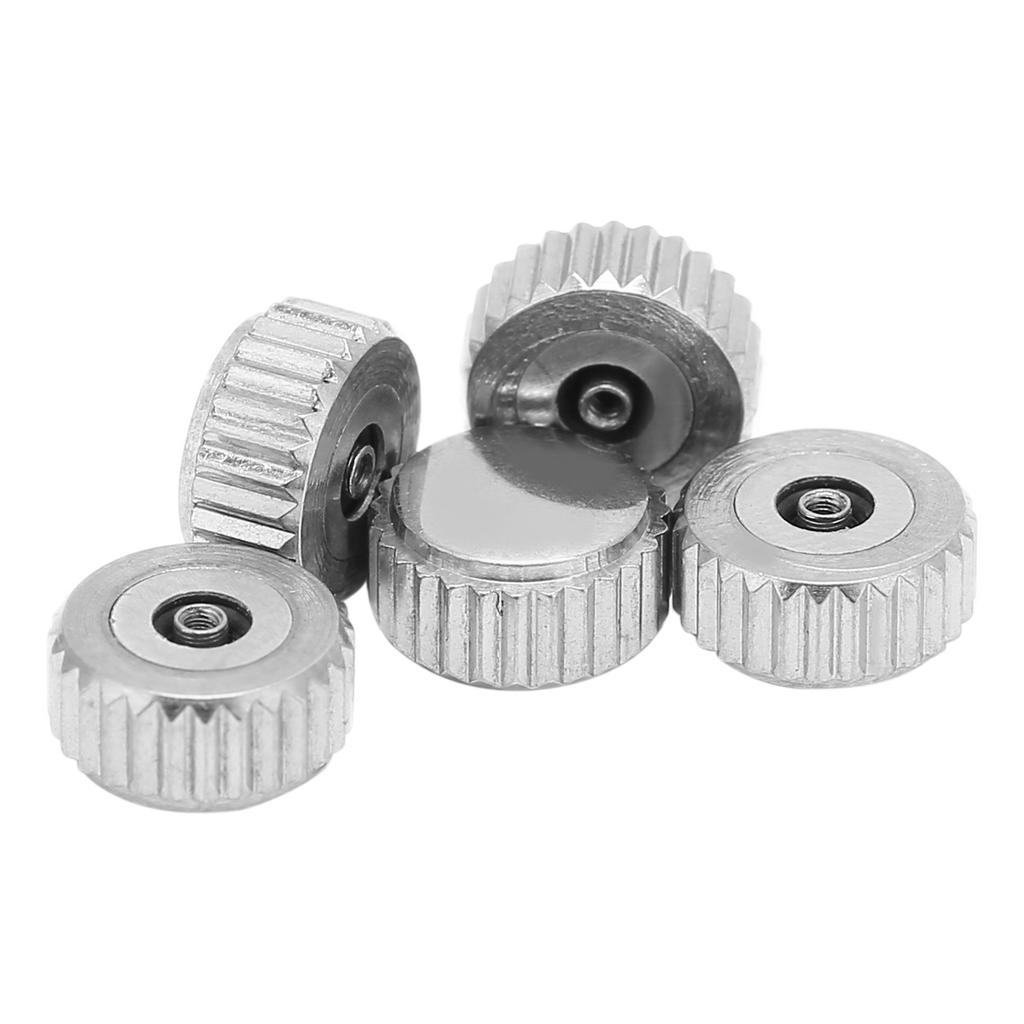 Watch Crown Quartz Mechanical Steel Watch Crown Set Watch Repairing Tool Accessory (5 Pieces)6mm Flat Hole