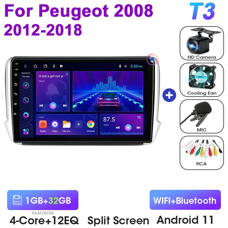 2 Din Android 12 Car Radio For Peugeot 208 2008 2012 - 2018 Multimedia Video Player GPS 4G Carplay Auto Stereo DVD IPS Head Unit