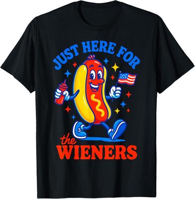 Just Here For The Wieners Funny Hot Dog 4th Of July Unisex T-Shirt