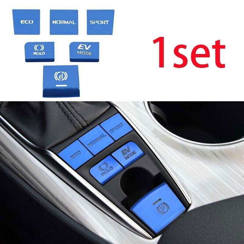 For Toyota Camry 2018- Center Console Button Switch Sticker 6PC Blue Alloy