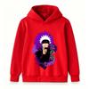 Kids Boys Girls Pullover Hoodie, Trendy Anime Character Printed Casual Hooded Sweatshirt with Purple Graphic, Comfortable Long Sleeve Top for Daily X