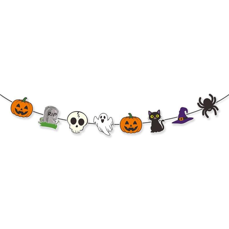 Halloween party decorations banners, ghost festival school shopping malls decorate spider charms and flags