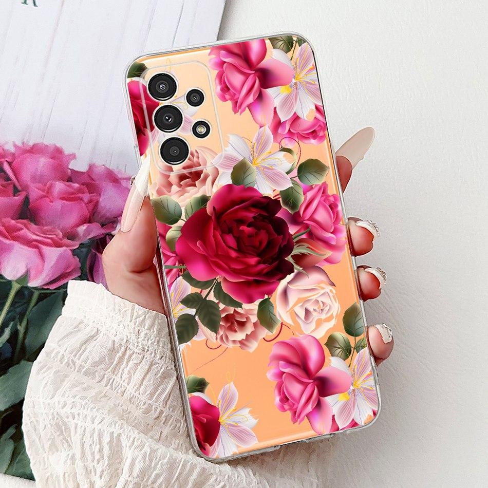 For Samsung Galaxy A13 SM-A135F Elegant Floral Butterfly Phone Case For Samsung A13 4G Soft Silicone TPU Cases