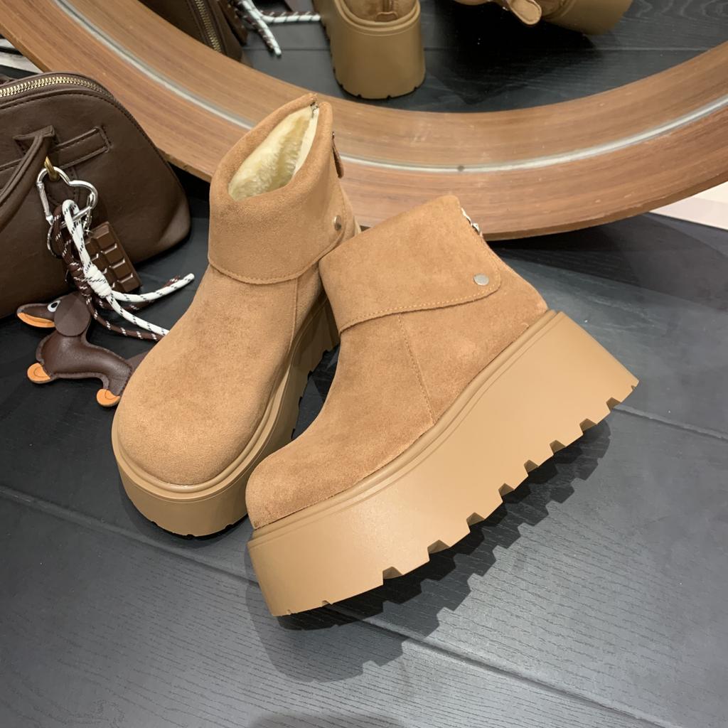 Winter Fashion Platform Heels Women Snow Boots Outdoor Concise Height Increase Keep Warm Short Booties Shoes Zapatos Mujer