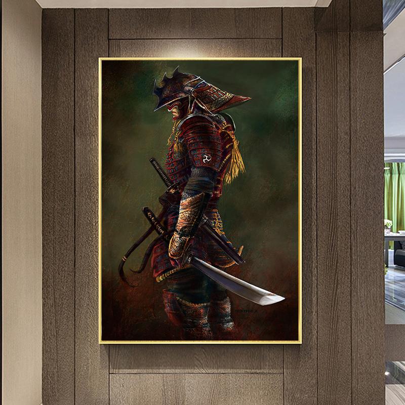 Japanese Last Dark Oni Samurai Warror Wall Picture Bushido Art Canvas Painting for Living Room Home Decor Room Poster and Print