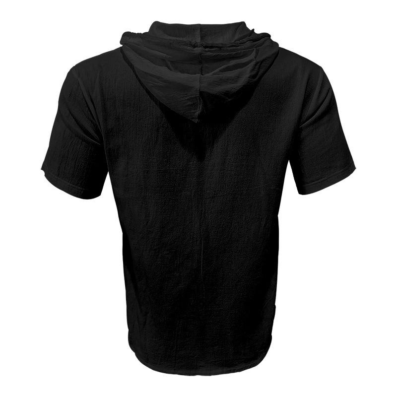 Men's Sports Casual Short-sleeved Shirt Hooded Fashion Sweater Cardigan Loose T-shirt