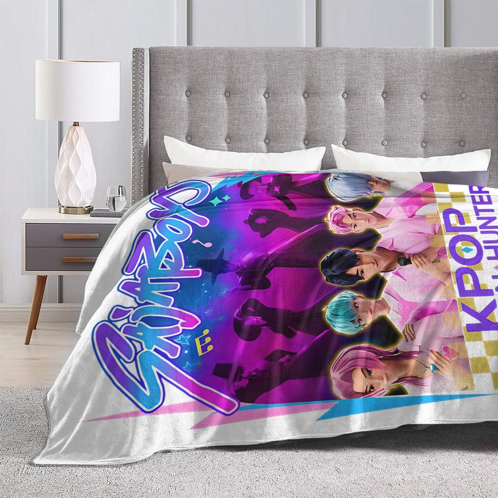 Saja Boys Kpop Demon Hunters Blankets  Flannel Awesome Soft Throw Blanket for Chair Covering Sofa  Winter