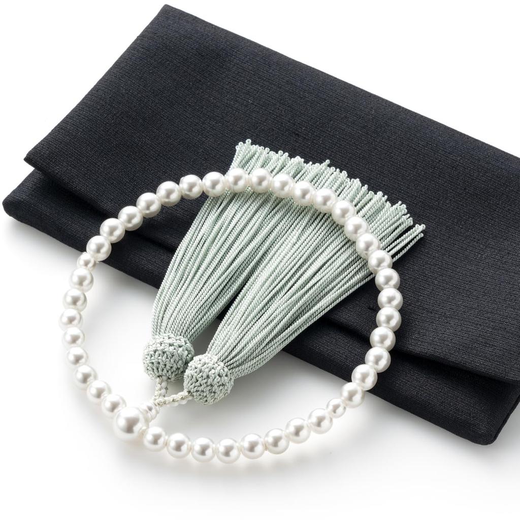 Fukushodo Buddhist Prayer Beads [Supervised by Funeral Professionals, Kyoto Traditional Crafts] Women's Pearl Prayer Beads for Funerals, Wakes, and