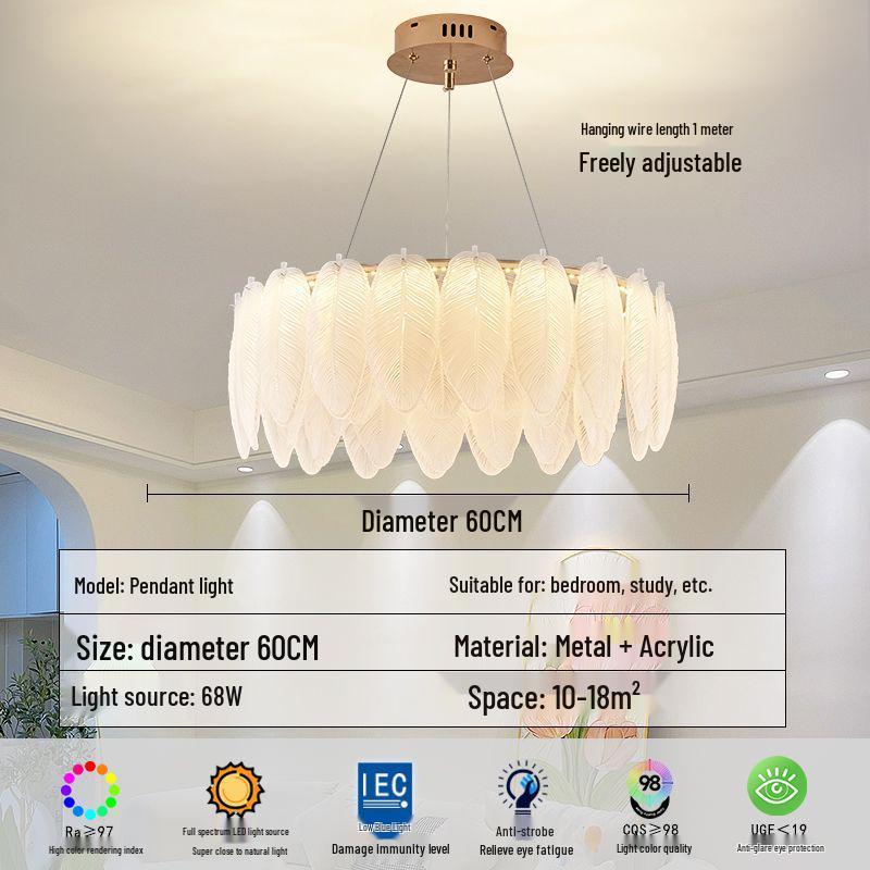 Modern French Cream Feather Pearl Chandelier - Stylish Post-Modern Living Room and Bedroom Lighting