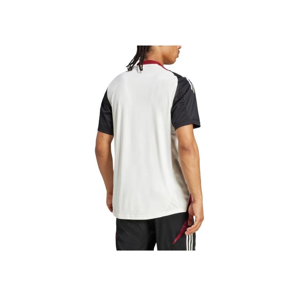 Adidas Tiro 24 Manchester United Trainings-Streifen Minimalistisch Vielseitig Sport Kurzarm Fußballtrikot Herren Oberteile Off-White Schwarz JE3726