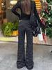 Hohe Taille, schmal geschnittene, schwarz gestreifte Micro-Flare Wide-Leg Jogginghose für Damen - Herbst/Winter Koreanischer Stil