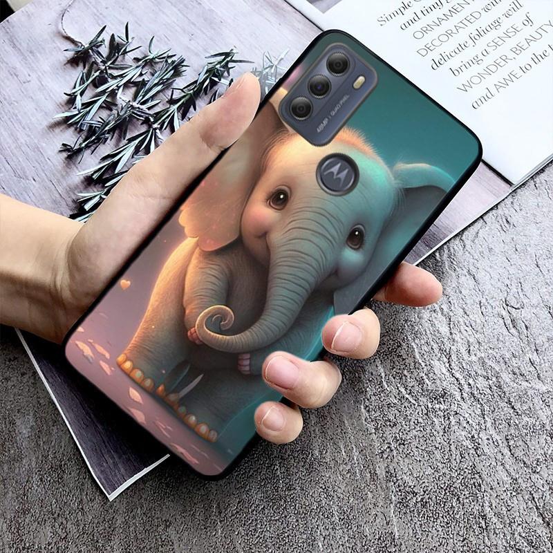 Cute Baby Elephants Phone Case For Moto G84 G23 G24 G31 G32 G41 G51 G52 G53 G54 G71 G82 G42 G62 G200 G Play G Stylus