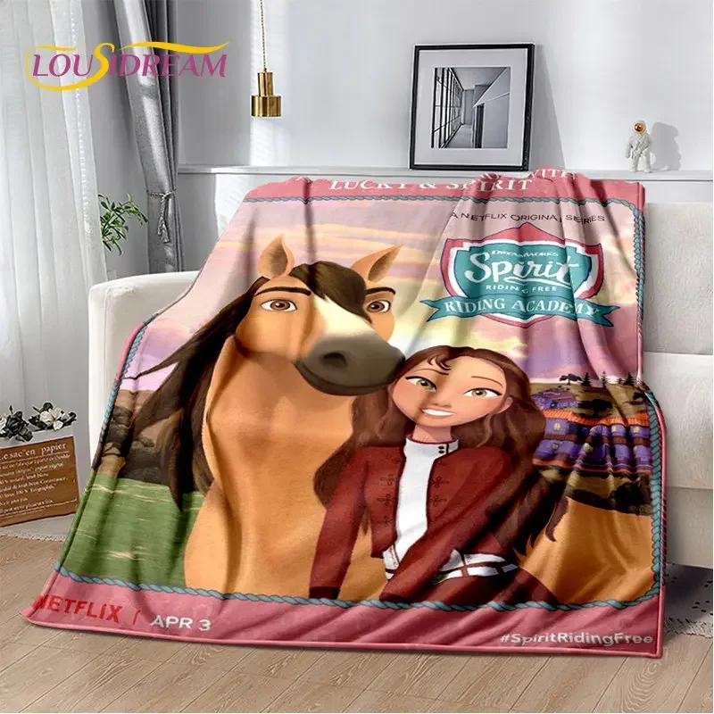 

Мягкое плюшевое одеяло с героями мультфильмов Spirit Riding Free Horses, фланелевое одеяло, одеяло для гостиной, спальни, кровати, дивана, чехол для пикника 40x50in