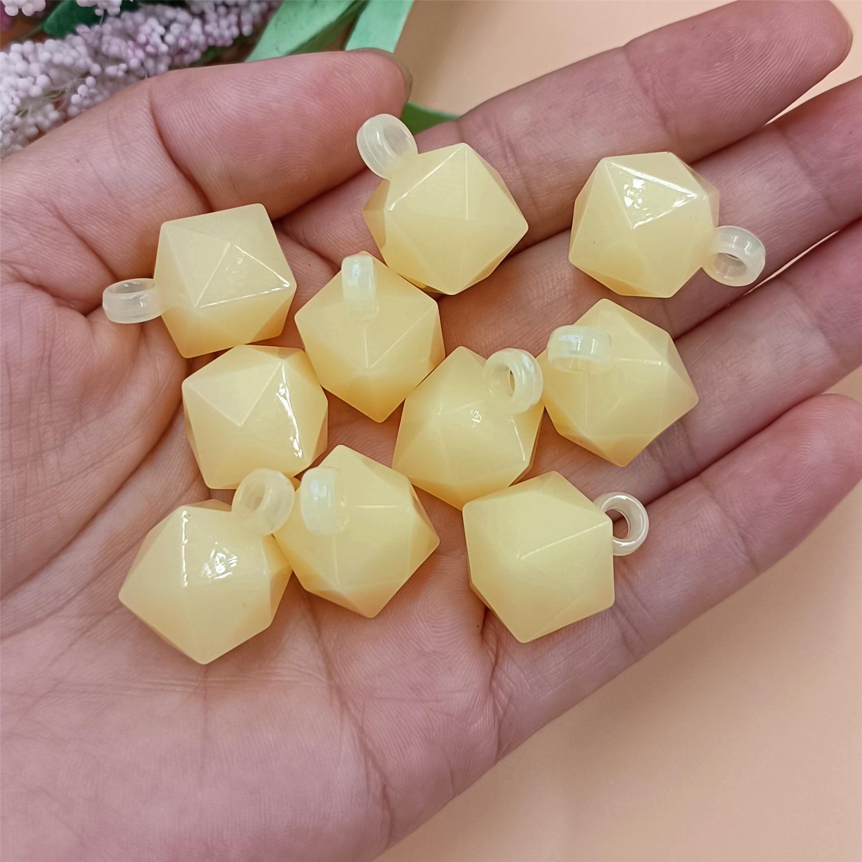 

10 шт. 16 * 21 мм цветные акриловые подвесные отверстия многогранные кубические бусины свободные бусины для мобильного телефона брелок для автомобиля бисерные украшения жёлтый