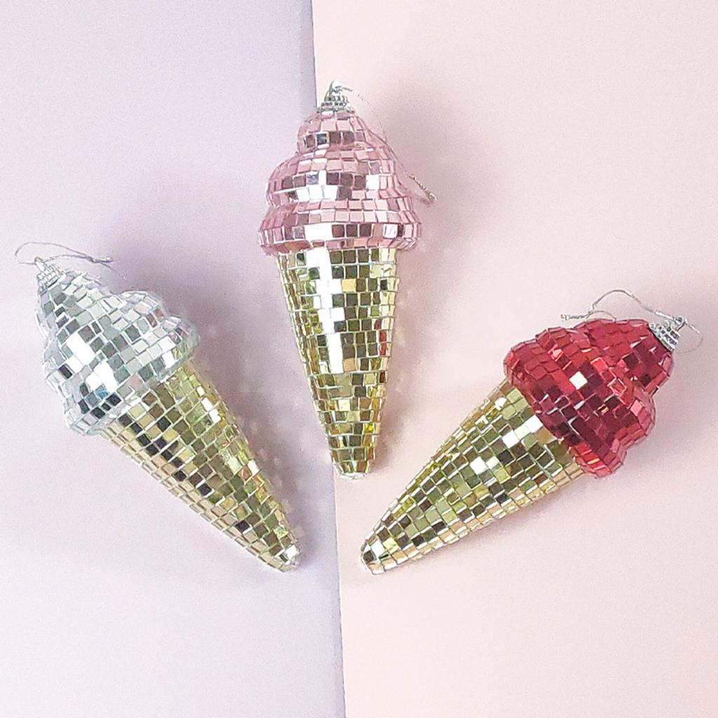 Décoration Boules Disco en Forme de Glace, Mini Boule Miroir Disco pour Bar Ktv Club Scène Maison Mariage Anniversaire Fête Ornements Suspendus Boule Disco