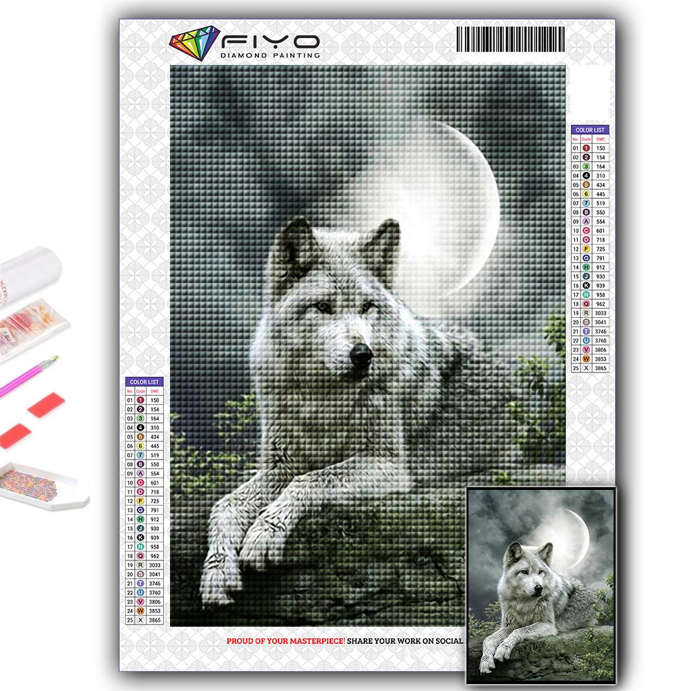 Popular 5D Diy Cross Stitch Animal Wolf Painting Full Drill Cross-Stitch Crafts Kit Wall Sticker Home Decor