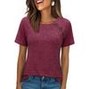 Women's Fashionable Casual Patchwork Cross Button Decoration Loose Short-Sleeved T-Shirt Top