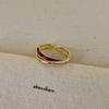 Vintage Red Drip Oil Open Ring Women Geometric Cool Sweet Exquisite Adjustable Band Fashion Accessory Christmas New Year Gift