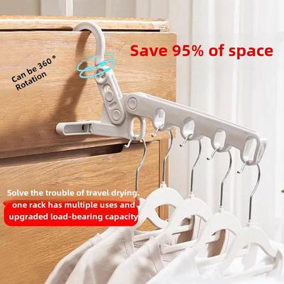 Portable Folding Drying Rack: Multifunctional Travel Hanger with Five Slots for Clothes, Ideal for Hotel and Business Trips.