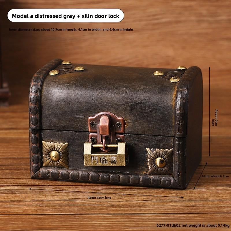 Vintage Holzaufbewahrungsbox mit Deckel für Schmuck und Accessoires Home Office Organisation