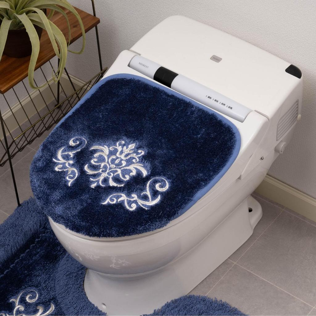 Senko NYNAS Royal Palace Toilet Lid Toilet Navy Blue with Elegant 14576 Cover, Standard/Flush Lid, Rhinestones, Design,