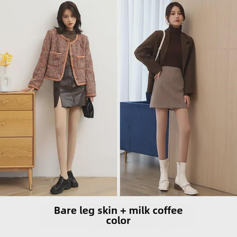 Damen Schwarze Transparente Stahlstrümpfe - Frühling/Sommer Anti-Haken Strumpfhose mit Pferdeöl in Hautfarbe