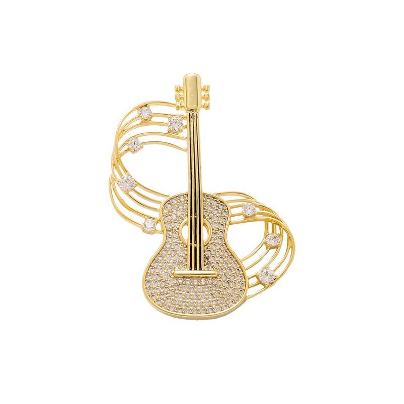 2024 Stylish Musical Note Guitar Brooch for High-End Suit and Corsage Accessories