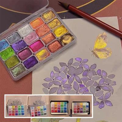 20/24/60Colors Watercolor Painting Pigments Set Pearlescent Solid Watercolor Pigment