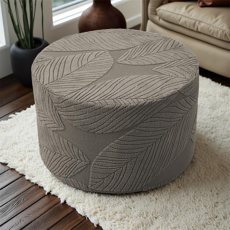 1PC Soft Jacquard Ottoman Stool Cover Living Room Round Elastic Footrest Cover All-inclusive Foot Stool Seat Slipcover Bedroom