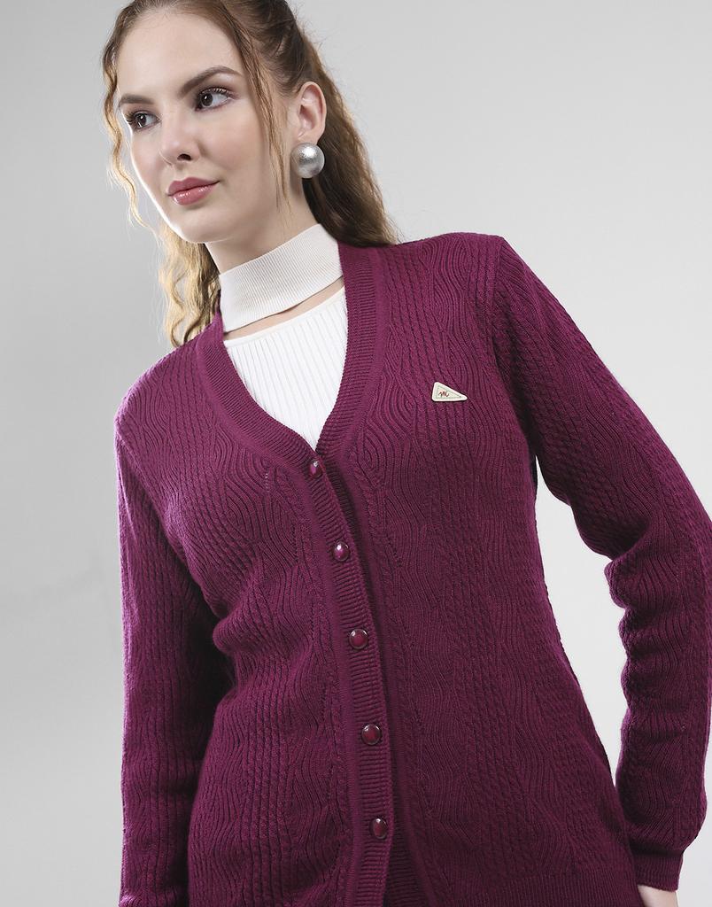 MONTE CARLO Women's V Neck Full Sleeves Cardigan
