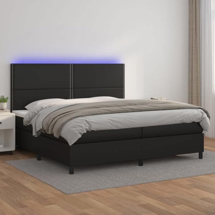 VidaXL Sommier à Lattes de Lit avec Matelas et LED, Lit Rembourré avec Tête de Lit, Lit Double, Lit Adulte de Chambre, 3135903