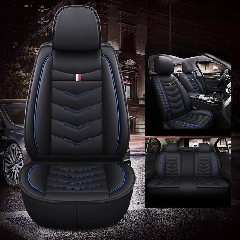 All-Season Seat Covers, Full Wrap PU Leather Seat Covers, Five-Seat Seat Cushions Full Set of Five-Seat Seat Covers Compatible with Five-Seat Vehicles