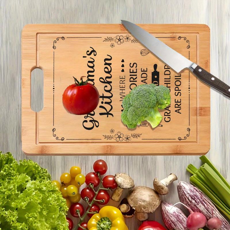 Nanmu Laser - Engraved Cutting Board, Custom Pattern with Handle, Kitchen Chopping Board Grandma Birthday Mothers Day Gifts From