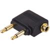 Dual 3.5mm Male to 3.5mm Adapter Female AUX Audio Adapter Airplane Travel Earphone Golden Plated Converter