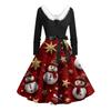 Damen Casual Fashion Langarm Weihnachten Grafik Bedruckte Vintage Lange Kleider