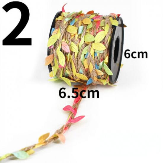 10m DIY Knit Hemp Rope Ribbon Cord 3D Leaf Woven Sold By The Roll for Hat Craft