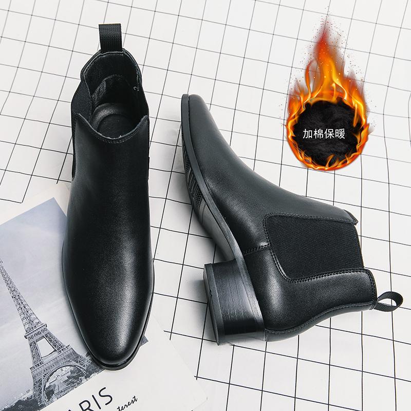 Fashion Chelsea Boots for Men Red Sole Pu Ankle Business Round Toe Slip-On Mens Boots Size 38-44 Men Shoes Zapatos Hombre
