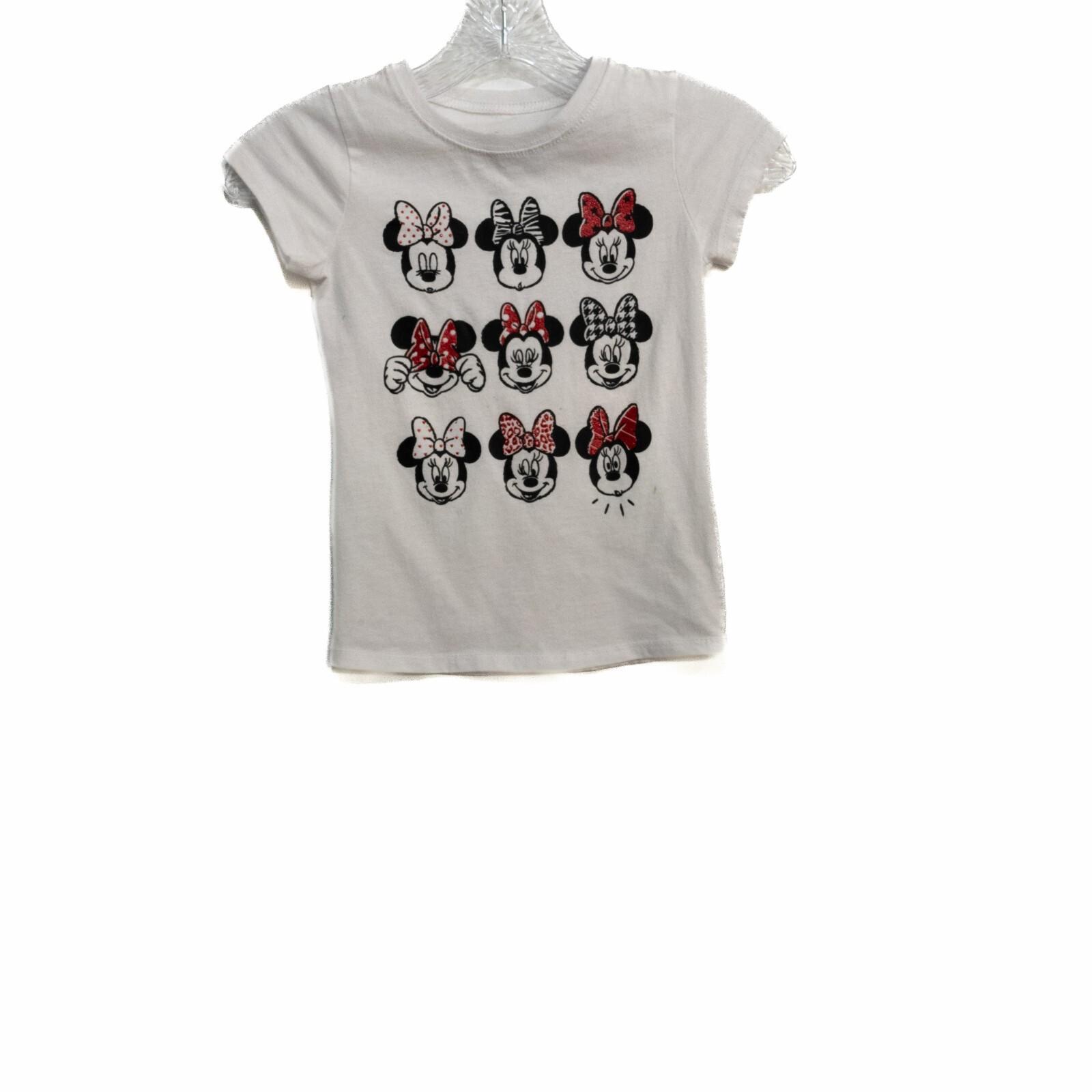Disney Girls White T-Shirt Minnie Mouse Print Round Neck Short Sleeve Size S XXL