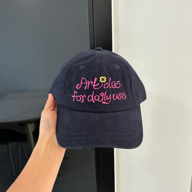 Embroidery Letter Pink Baseball Cap Women S Spring Small Fresh Soft Top Cap Shows Small Face Adjustable тёмно-синий